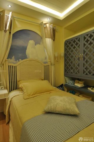 最新90平方米地中海风格女孩卧室装修效果图