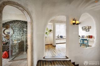 地中海风格房屋拱形门洞浴室玻璃隔断设计效果图欣赏