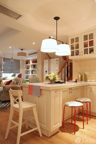 家装开放式厨房美式乡村吧台设计效果图片大全