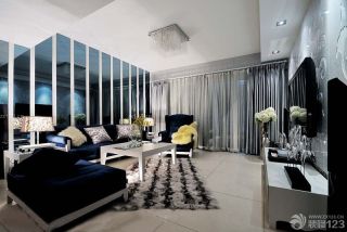 最新现代风格客厅窗帘效果图片