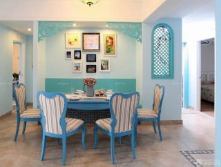 最新地中海风格50平单身公寓小户型餐厅背景墙装修图片