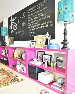 最新粉色浪漫30平米一室小户型背景墙装修样板间