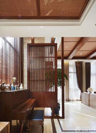 个性东南亚风格实木家具样板房装修图