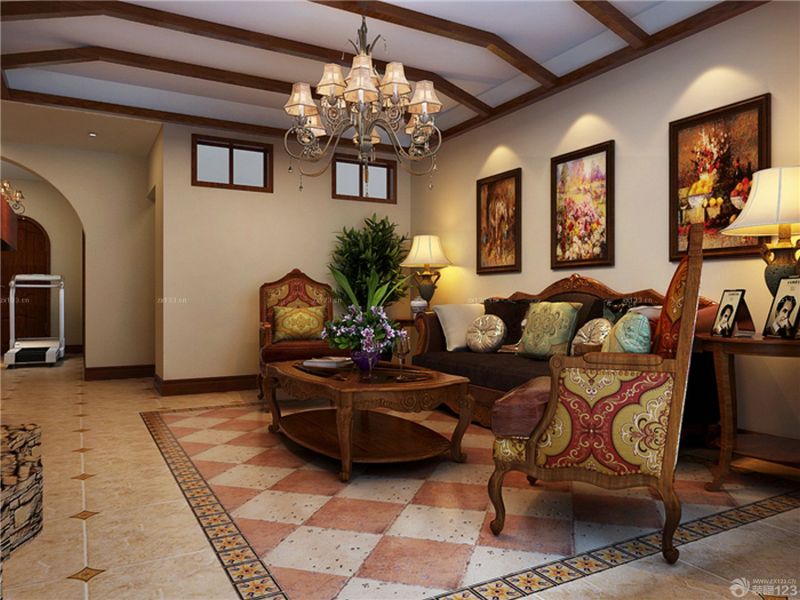 交换空间家装美式乡村沙发装修效果图片