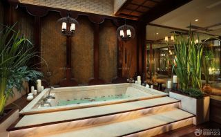 最新东南亚风格室内浴缸设计效果图欣赏