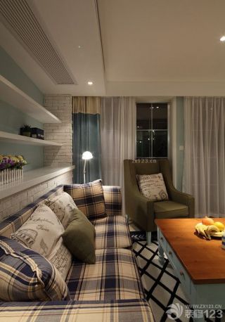 家装客厅条纹美式田园风格沙发效果图片大全