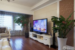 2023家装客厅简欧风格瓷砖电视背景墙设计实景图片