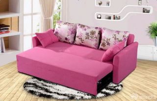 玫红色美式沙发床装修实景图欣赏