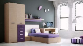 紫色现代简约风格床装修图片大全