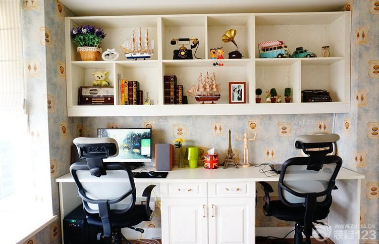 美式办公室电脑办公桌图片大全