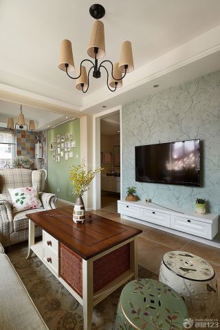 家装客厅美式客厅电视背景墙设计图片案例