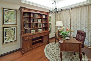 2023最新家庭书房美式古典实木家具装修设计图片