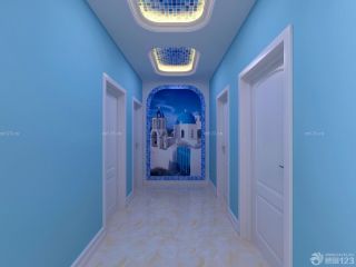 家庭走廊地中海风格壁纸设计效果图欣赏