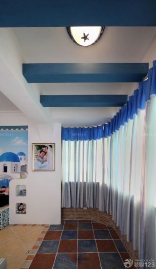 室内阳台地中海风格窗帘装修实景图欣赏