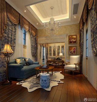 欧式沙发背景墙窗帘设计效果图片欣赏