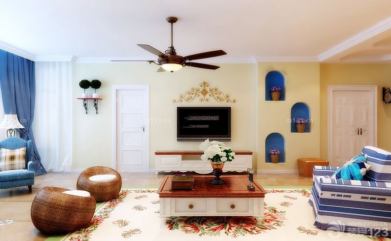 最新精美家居客厅地中海风格壁纸设计案例