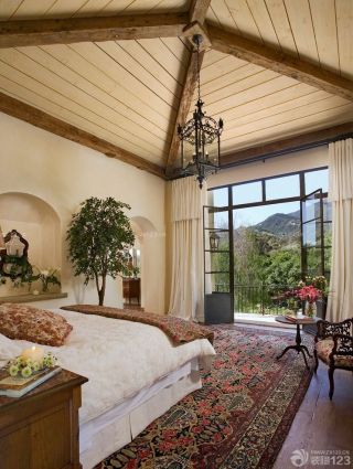 长方形卧室美式乡村风格吊顶设计案例大全