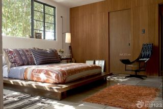 美式乡村风格卧室地毯装饰实景图片