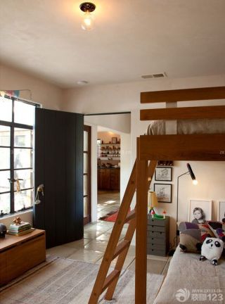 2023创意儿童房间实木高低床设计图片