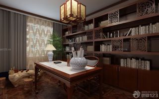 中式家装实木书柜设计效果图