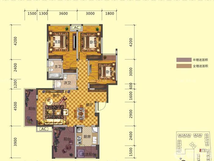 2023温馨三室一厅户型图