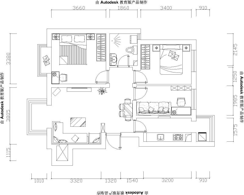 2023家装三室一厅平面图
