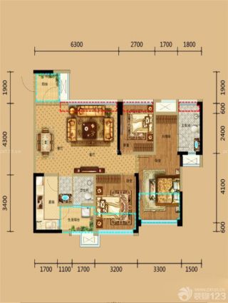 2023三室两厅两卫平面图