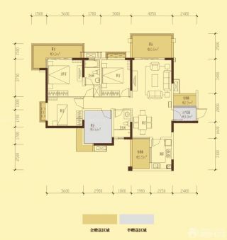 2023室内三室两厅两卫平面图