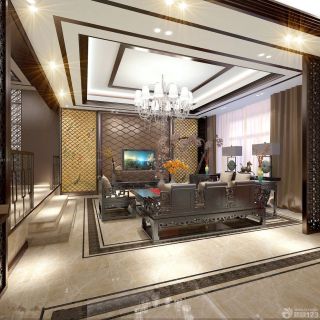 2023最新中式家装大客厅窗帘设计案例