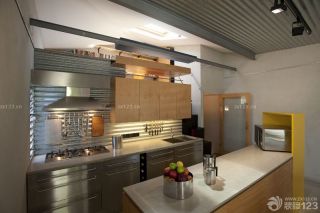 最新创意家庭开放式厨房吧台设计实景图
