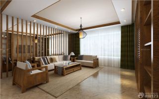 家装室内客厅东南亚风格实木家具摆放图片