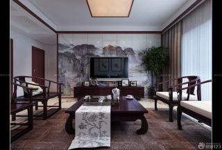 新中式风格艺术瓷砖电视背景墙设计图片大全