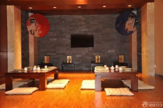 日式餐厅棕黄色木地板装修效果图片大全