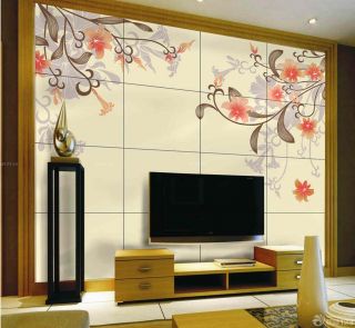 一室一厅小户型艺术瓷砖电视背景墙简装设计效果图片
