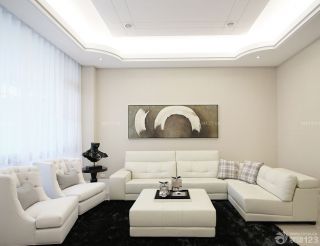 一室一厅简约风格白色沙发设计效果图