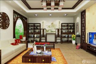 中式风格客厅装修博古架图片