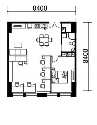 2023经典一室一厅公寓户型图 