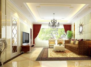 最新室内客厅简欧风格顶面设计效果图片