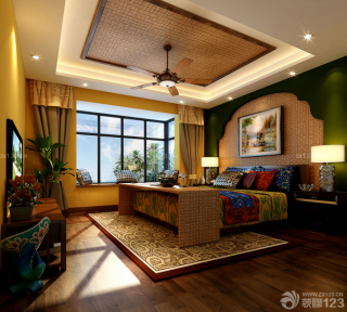 东南亚风格主卧室地毯设计图片