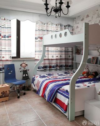 二室一厅房子室内儿童高低床设计效果图