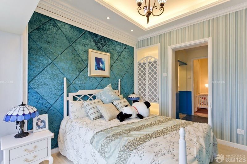 家装卧室简约条纹液态壁纸装修效果图