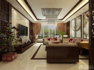 新中式风格客厅吊顶设计图片