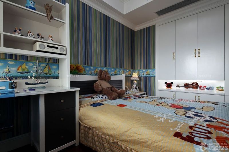 最新82平方现代简约风格儿童房装修案例效果图片