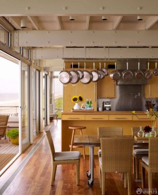最新70平方小户型客厅餐厅厨房一体图片大全