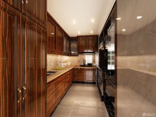 长方形厨房实木橱柜设计图片欣赏