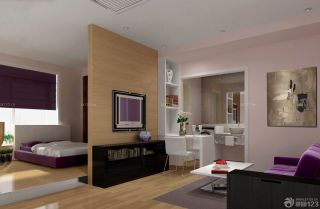 最新现代风格小户型客厅卧室一体设计案例图