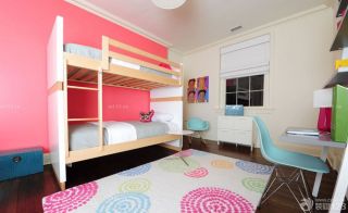 简约儿童卧室实木高低床装修图片