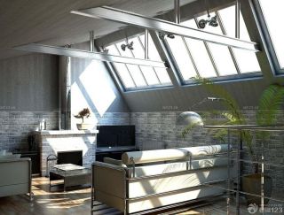 创意现代风格斜顶客厅装修效果图