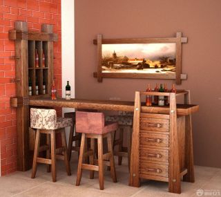 木质橡木家具吧台效果图片
