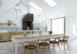 2023北欧风格斜顶阁楼厨房装修设计效果图大全赏析